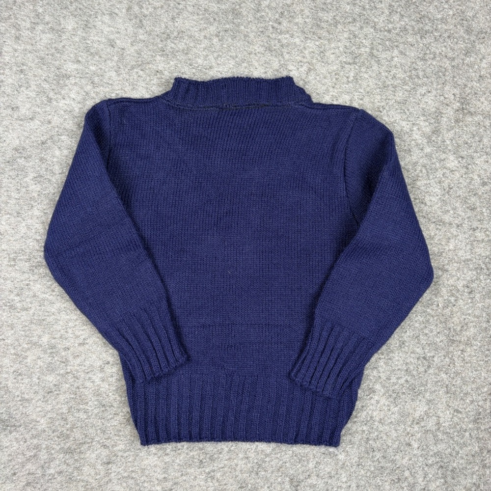 Blue Bird Dinosaur Sweater Kids Navy Blue Vintage 70s 80s Brontosaurus Knit - Picture 9 of 10